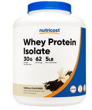 Nutricost Whey Protein Isolate Powder, Vanilla, 5 lb 14.59 per gallon
