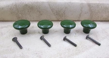 4 PACK Vintage ILCO, Green 1-1/4" Round Ceramic Cabinet Door Knob, Drawer Pull
