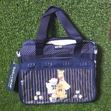 NEW WITH TAG VINTAGE BABY GEAR BLUE DIAPER BAG BEAR WITH /CHANING PAD 14" X 17"