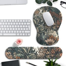 Boho Aesthetic Mouse Pad with Wrist Rest Keyboardpad Vintage Wildflowers Wris...