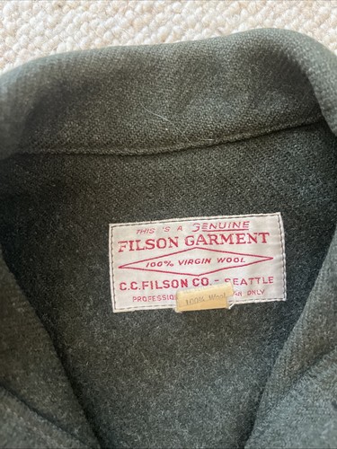 Vintage Filson Single Mackinaw Cruiser Jacket Size 36 S Green 100% Virgin Wool - Picture 2 of 24
