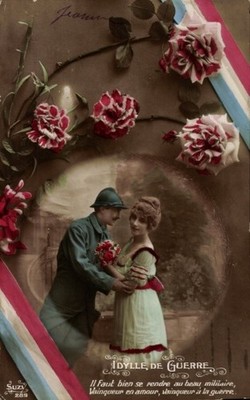 CPA Idylle, de Guerre, Il faut bien se rendre au beau militaire - 4278886