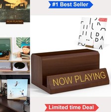 Wooden Vinyl Record Stand Now Playing Display Holder Walnut Handcrafted for