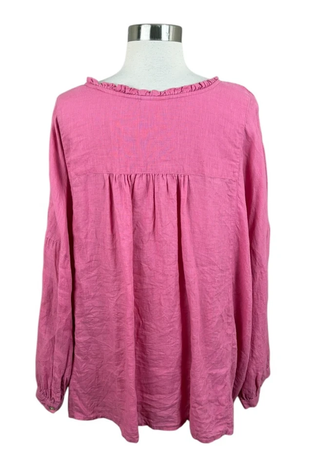 Blusa J. Jill Love Lino Rosa Henley Botón Talla 4X Costera Foto 3 de 4