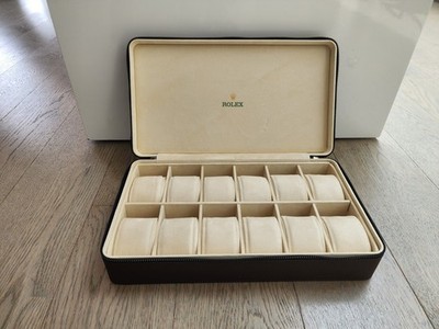 ROLEX BOX CASE HOLDER ORGANIZER STORAGE BROWN LEATHER