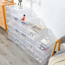 12 Pack Shoe Box, Plastic Shoe Storage Boxes