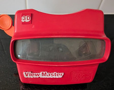 Vintage 1983 3D VIEW-MASTER Red Reel Viewer With Orange Handle Tyco