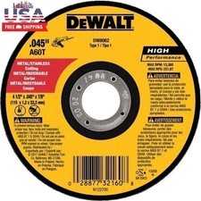 5 Pack 4-1/2 Cut Off Wheels .045 x 7/8 Metal Cutting Grinder Discs