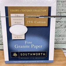 Southworth 25% Cotton Fine Granite Paper, 8.5" x 11", WHITE 24# Watermarked OPEN