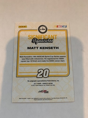 2017 Donruss Racing #S-MK Matt Kenseth Firme Significative - Foto 2 di 2