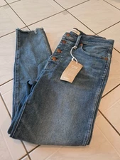 NWT Madewell 10" High Rise Skinny Jeans Cordova Wash Button Front 30