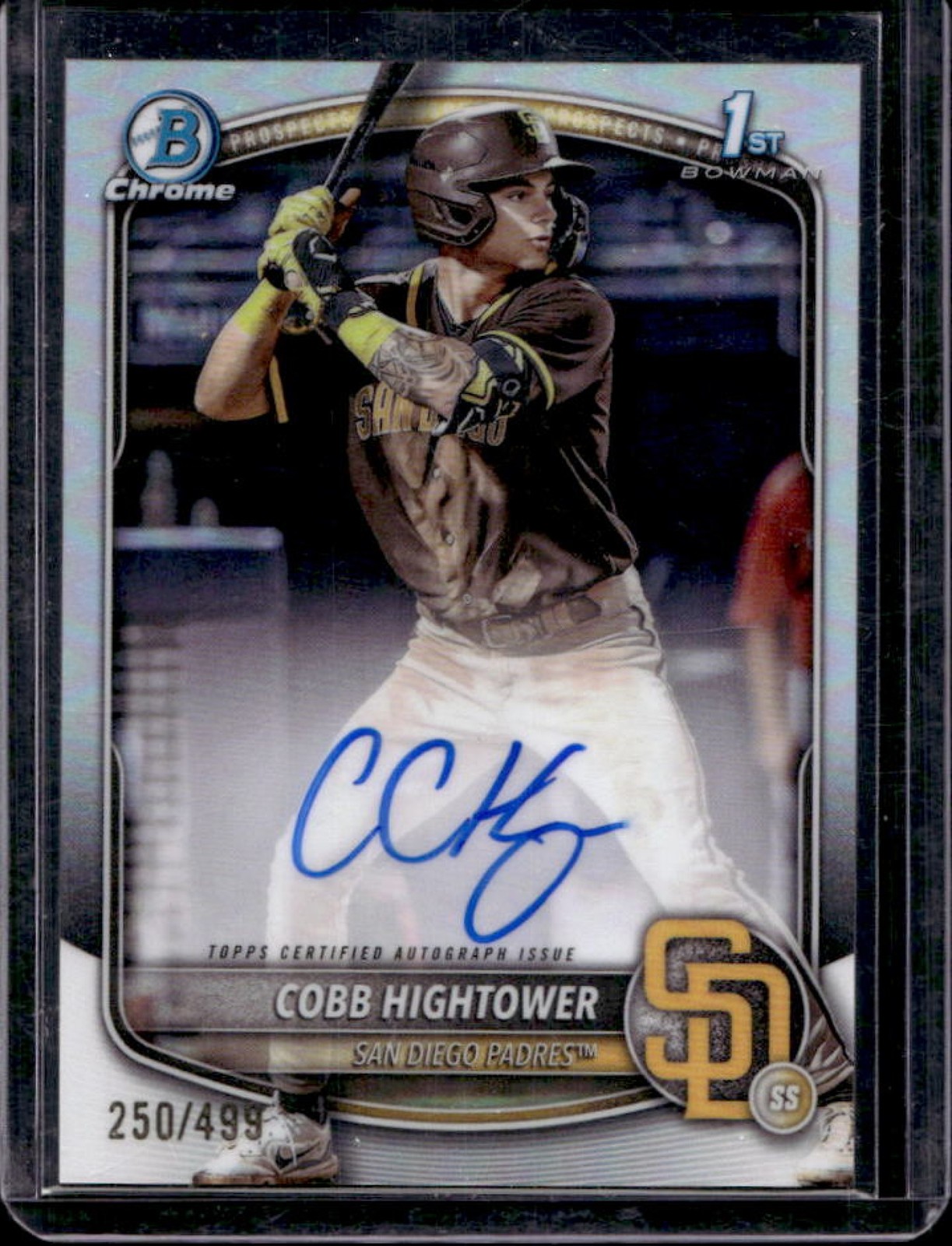 2025 Bowman Cobb Hightower Chrome Auto Refractor 1st #250/499 Padres