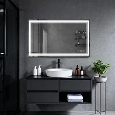 LED Bathroom Mirror 40"x24", 3 Colors Frontlit, Stepless Dimmable, Anti-Fog, ...