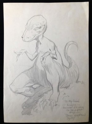 Bernie Wrightson - Dinosaur for Vaughn Bode ORIGINAL ART Dibujo Fumetti Dessin