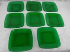 Lot of 8  Anchor Hocking Charm Forest Green Glass Square Luncheon Plates