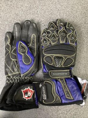 Motophoria Keprotec Men Leather Motorcycle Gloves Blue/Black Size XXL 14002 M59A