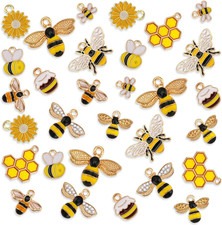 30Pcs Honeycomb Bee Charms, Bee Charms Alloy Honeybee Charms Pendants Bulk Bee K