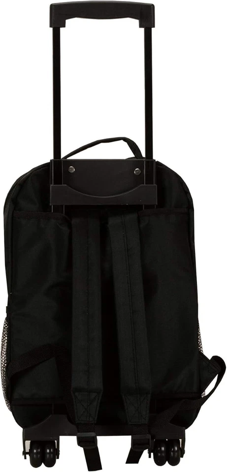 Mochila con ruedas Rockland doble asa negra 17" equipaje escolar de viaje Foto 4 de 4