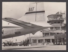 UAT Aeromaritime Airlines jet at Paris-Le Bourget Airport RPPC postcard 1960s