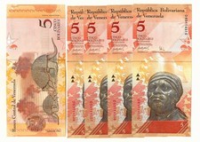 5x VENEZUELA 5 BOLIVAR 2007 UNC