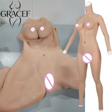 Silicone Bodysuit Breast Forms Fake Vagina Hip Shaping Female C/G Cup Body Suit