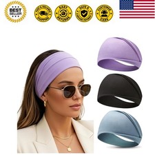 Headbands for Women 3PCS   Soft Elastic Non Slip Wide Hair Bands, Breathable ...