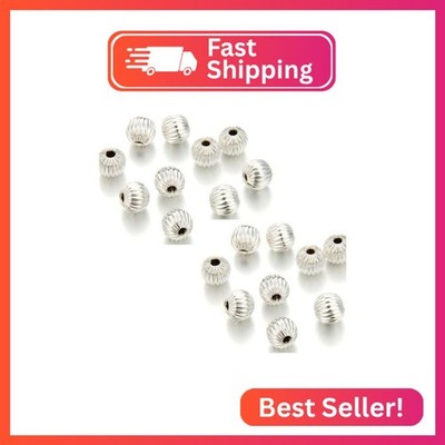 100pcs Adabele Tarnish Resistant 4mm Small Tiny Corrugated Melon Round Beads Ste