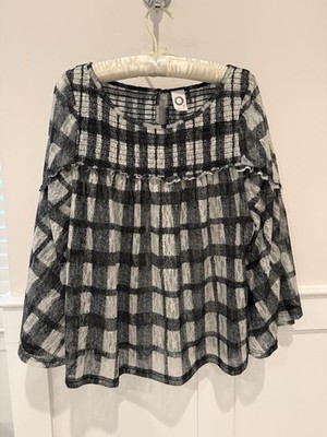 Akemi + Kin X Anthropologie Shirt Womens Medium Black Blue White Blouse New