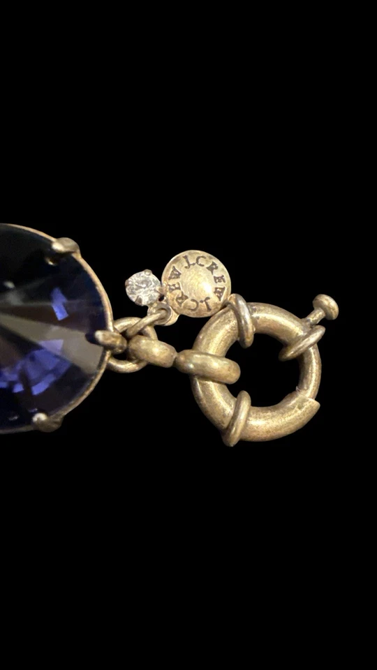 Pulsera J.Crew Brûlée Cristal Distintivo Azul Cobalto Rivoli Piedras Palanca Dorada Foto 2 de 4