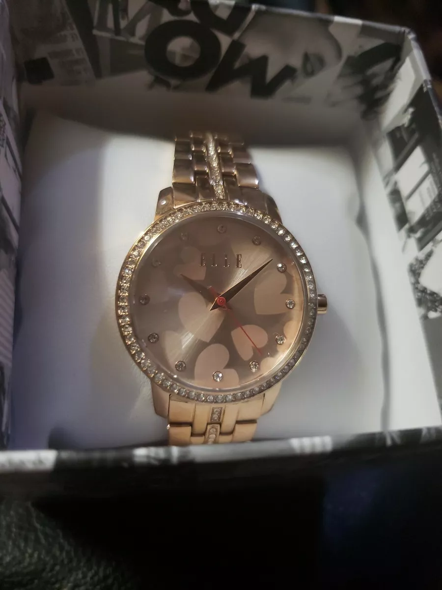 Elle Three Hand Rose Gold Tone Stainless Steel Watch Ell21026 Jewelry New