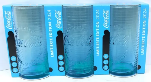 3er Set Türkis Österreich 2024 Glas Coca Cola Gläser McDonalds Neu