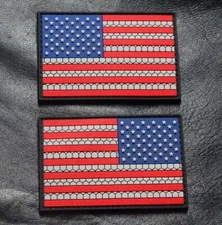 USA Flag American US Patch (SET 3.0 X 2.0 PVC Rubber- US1-US2) 