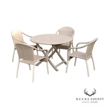 Frontgate Five Piece Wicker and Aluminum Outdoor Patio Dining Set