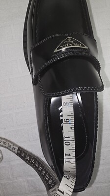 Prada Men's Triangle Logo Leather Loafers Size 9.5US 8.5UK
