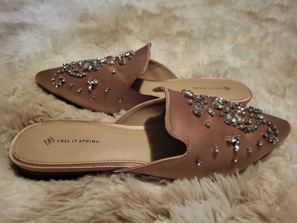 Call It Spring Stones Pointed Toe Slide Sandals Pink Sz 9 Lite Weight - Image 2 of 4