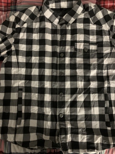 Street & Steel Jacket Mens Large Black Armored Motorcycle Racing Plaid Button Up - Picture 5 of 23