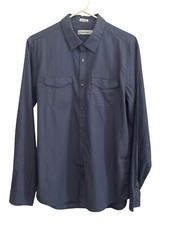Calvin Klein Mens Long Sleeve Blue Checked Button-Up Shirt Size M Cotton