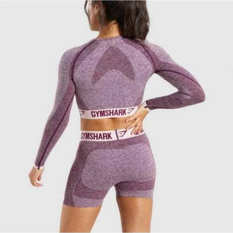 Gymshark Flex Long sleeve Crop Top – Dark Ruby, Size Small