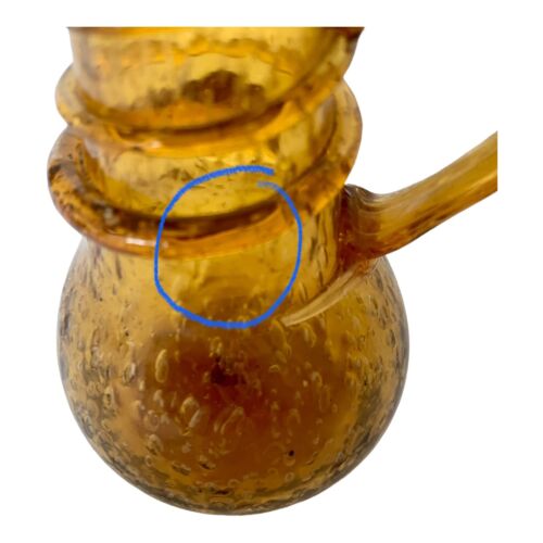 Vintage mundgeblasene israelische Bernstein Blasen Glas kleine Vase Krug mit Spirale - Bild 16 von 16