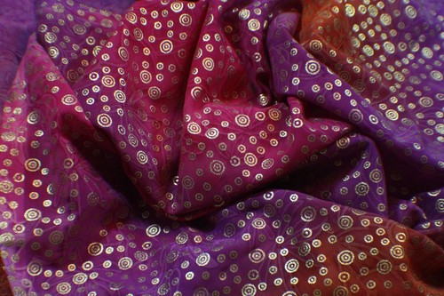 Batik Print Fabric - 3.5 yards - gold embossing - Picture 3 of 3