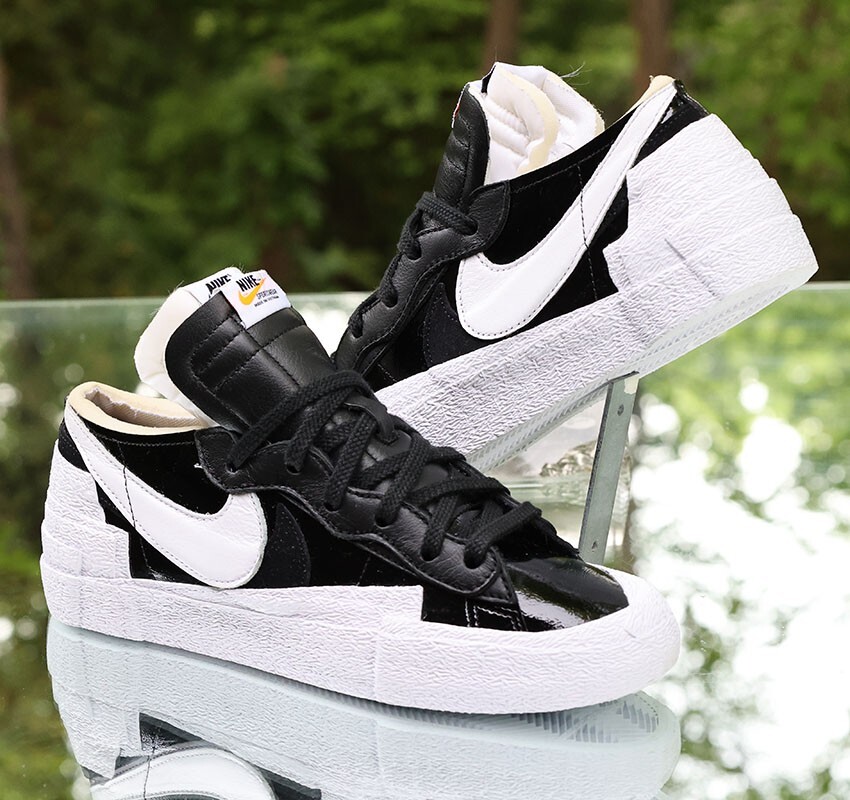 SACAI X NIKE Nike Sacai x Blazer Low Nero Patent Uomo Taglia 9 Bianco Personalizzato DM6443 001