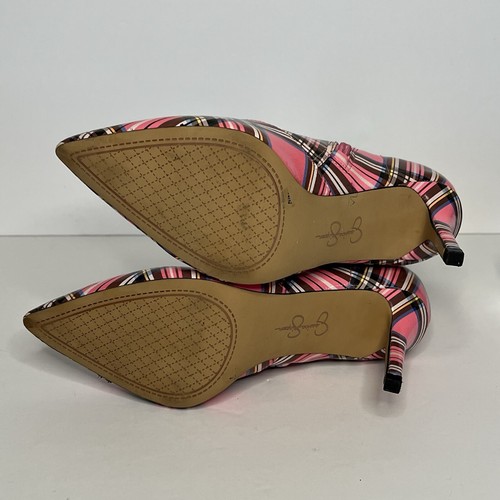 Jessica Simpson pink plaid Alliye high heeled point toe side zip boots women's 6 - Picture 3 of 10