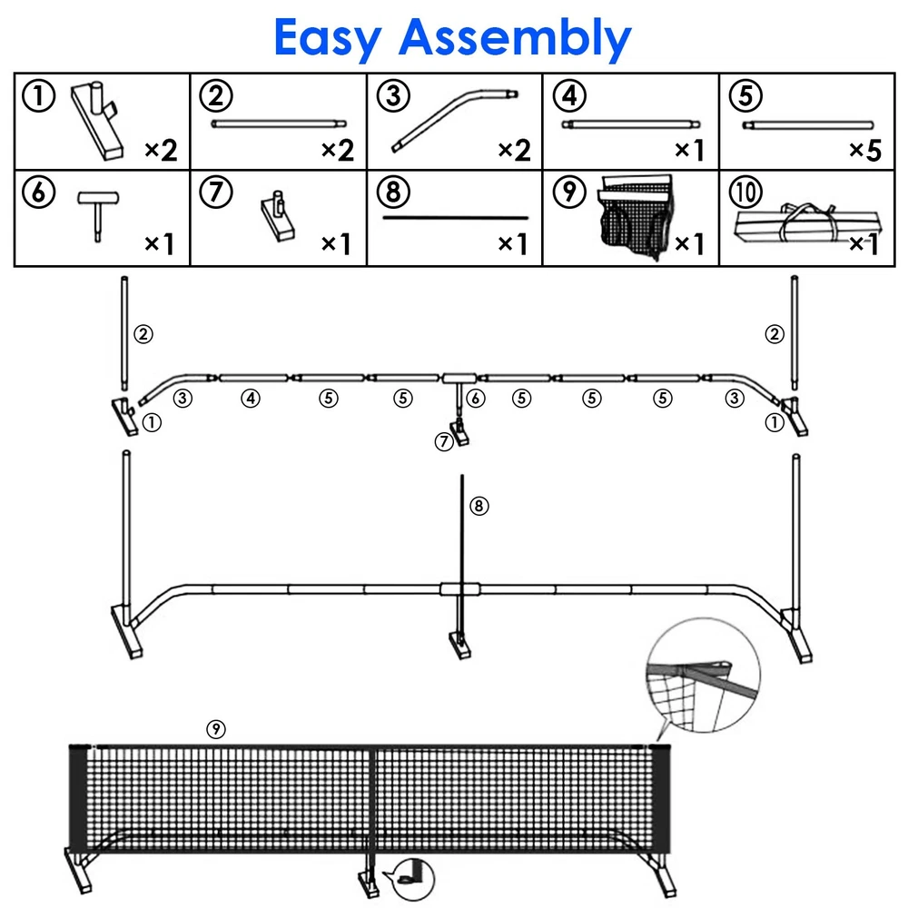 Pickleball Net & 22ft Regulation Size Net Pickle Ball Net System w/Carrying Bag