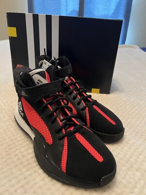Adidas Posterize Mid Mens Boost Basketball Shoes, Black Red, Size 10