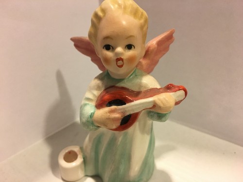 Vintage Goebel Hummel guitar Playing Nativity Angel Figurine Candle Holder 3" - Picture 2 of 5