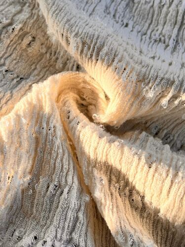 Neutral Undyed Textured Cotton Stretchy Crinkle Fabric By 2 Meters. - Picture 2 of 19