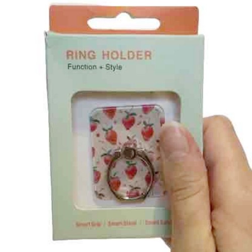 Cell Phone Ring Holder Stand Strawberry Design Adhesive White Red Green Gold Fun - Photo 5 sur 5
