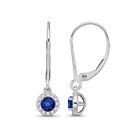 Sterling Silver Natural Diamond & Blue Sapphire Drop Dangle Earrings ...