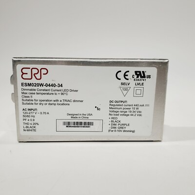 ERP Power 15W 19-34V 440mA Dimmable Constant Current LED Driver ESM020W-0440-34