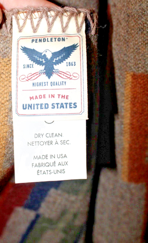 Modern Pendleton Southwestern Multi-Colored Wool Shawl Cape USA Made Wrap NICE - Picture 13 of 16